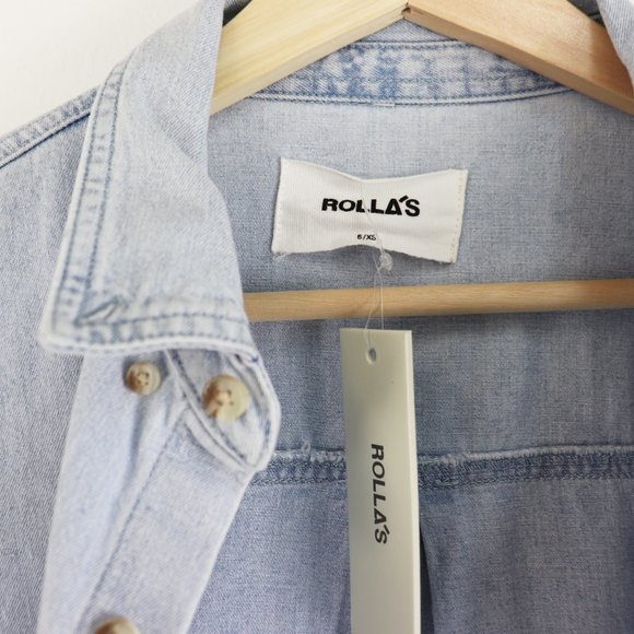 NWT ROLLA'S Slouch Denim Shirt in Bleach Blue XS - Picture 5 of 8